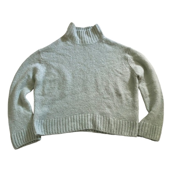 H&M Women’s Chunky Wool Blend Mockneck Sweater, Mint Green Size Small - Picture 4 of 8